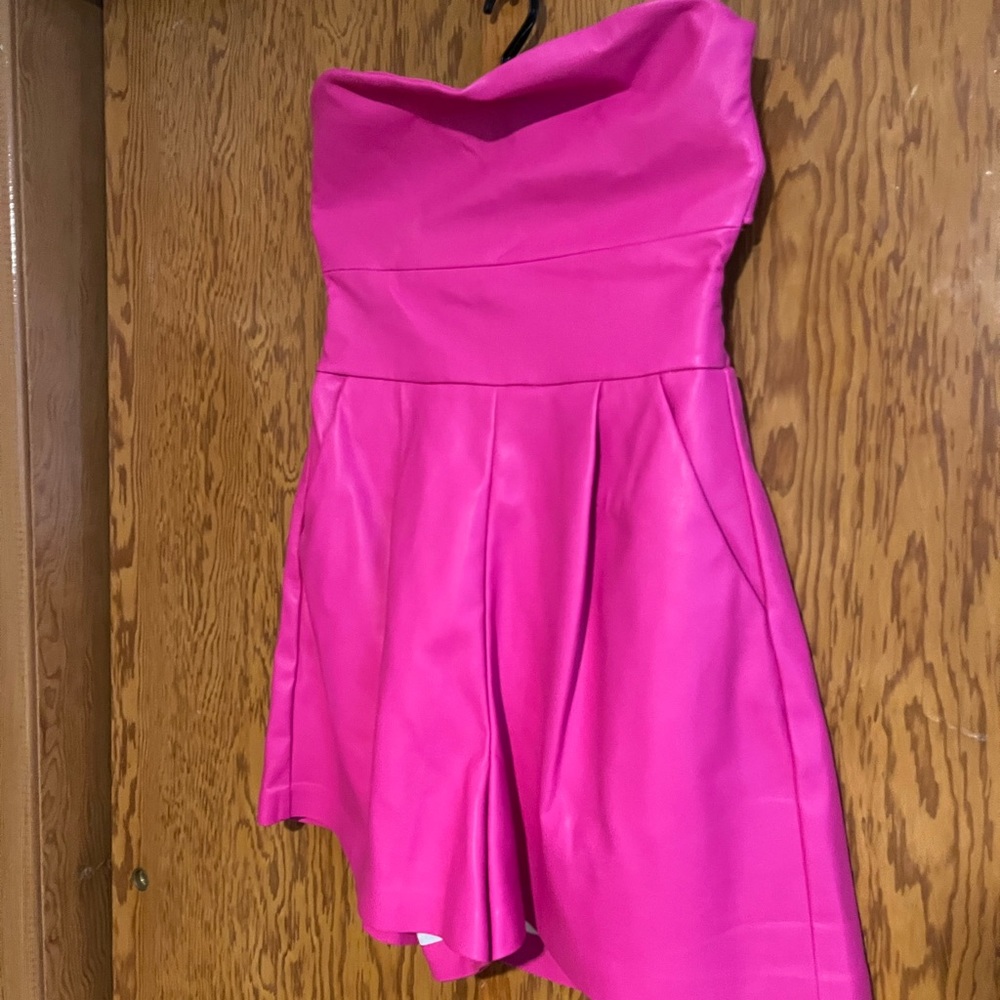 Size 8 pink pleather romper!
